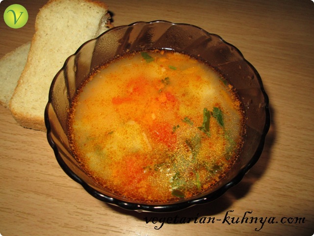 Суп с пшеном и помидорами